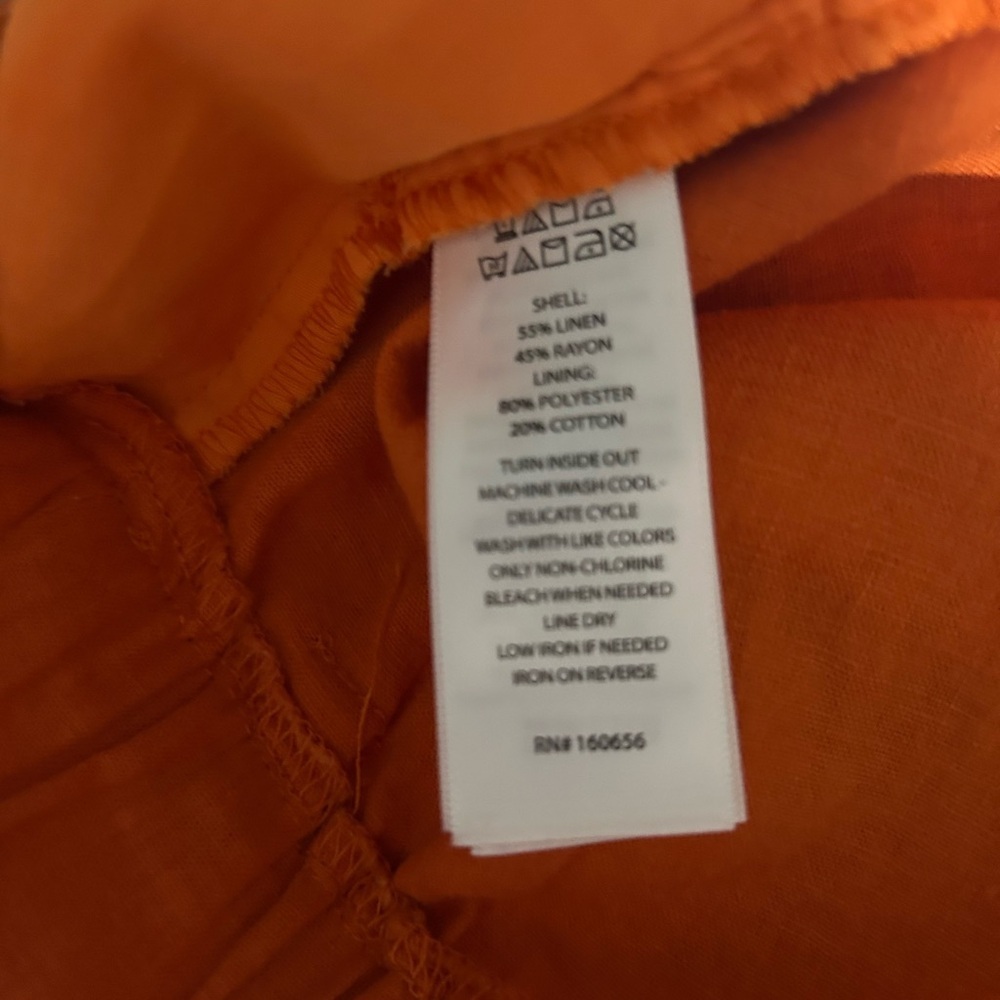 Utility Linen Cargo Relaxed Fit Orange Cargo Long Pants - Picture 4 of 4
